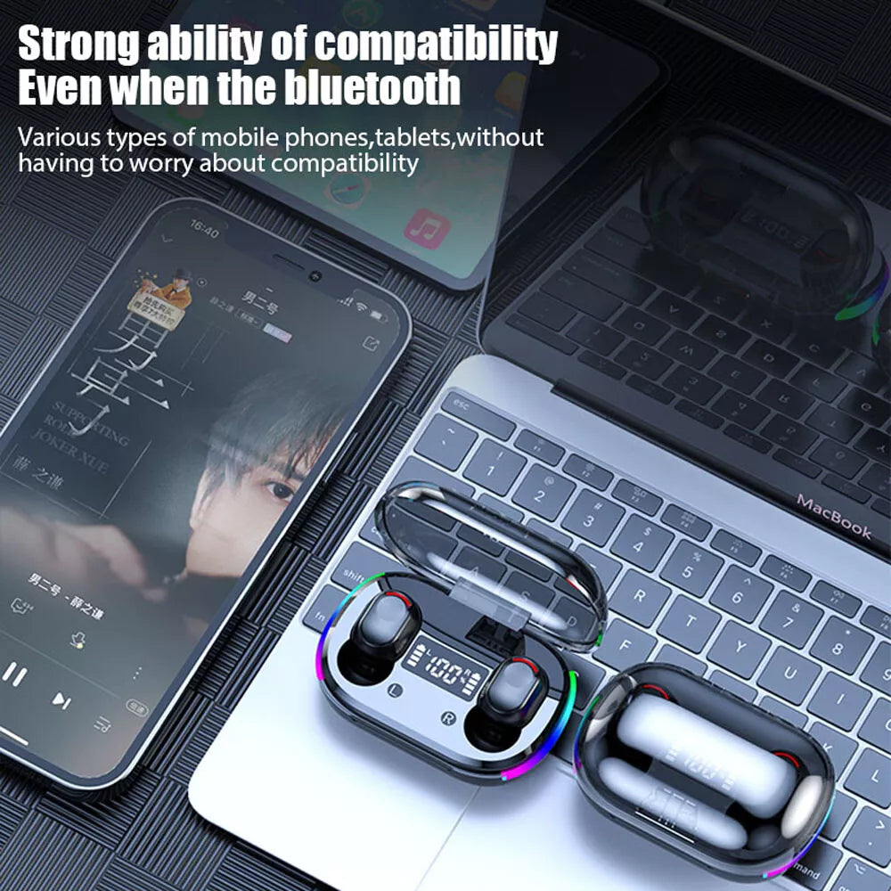 Mini Wireless Earbuds - Earbud Headphones with Digital Display Bluetooth Earbuds TWS 5.3 Wireless Headphones Earphone Waterproof for All Phones