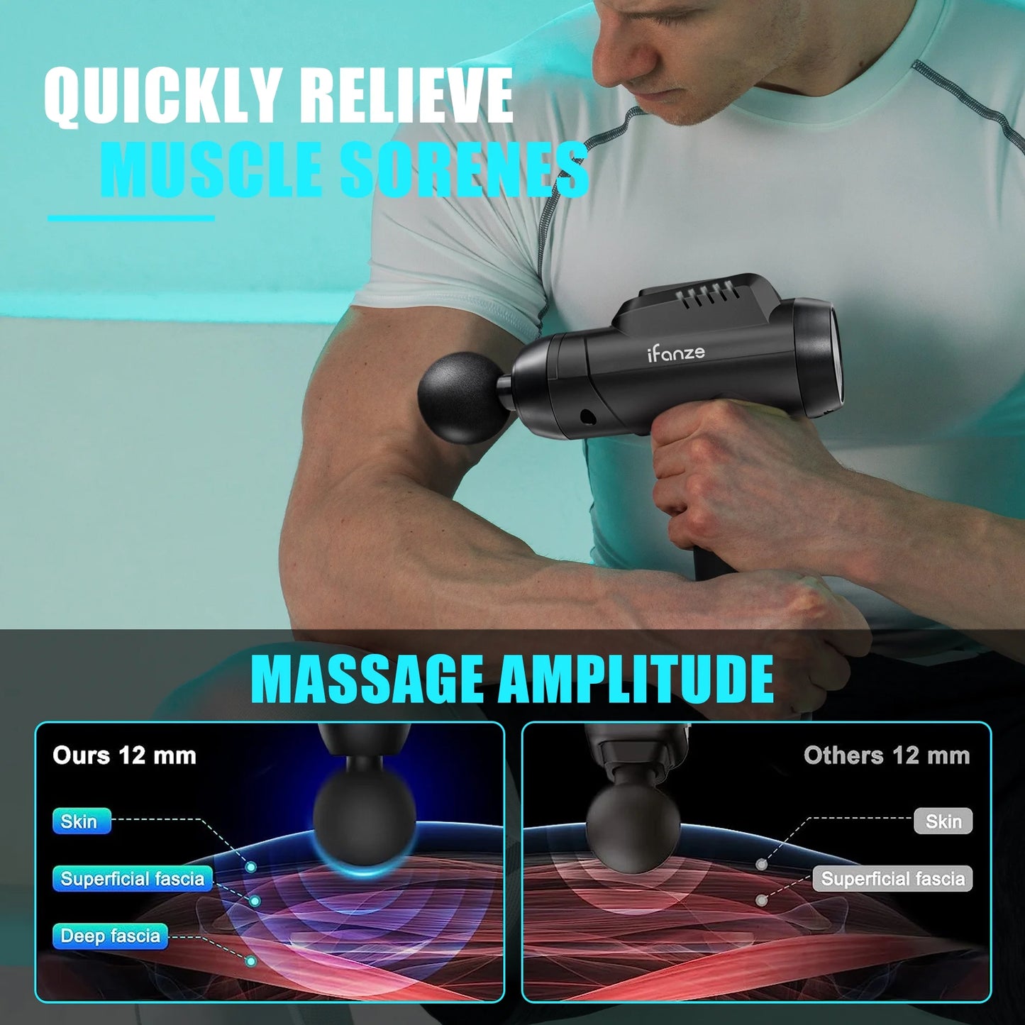 Massage Gun Deep Tissue, 99 Speeds Quiet Handheld Electric Muscle Massager with 8 Replacement Heads for Gym, Sport, Office, and Home, Black