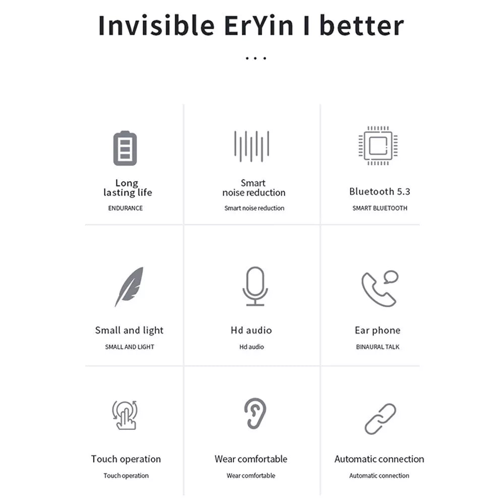 Mini Wireless Earbuds - Earbud Headphones with Digital Display Bluetooth Earbuds TWS 5.3 Wireless Headphones Earphone Waterproof for All Phones