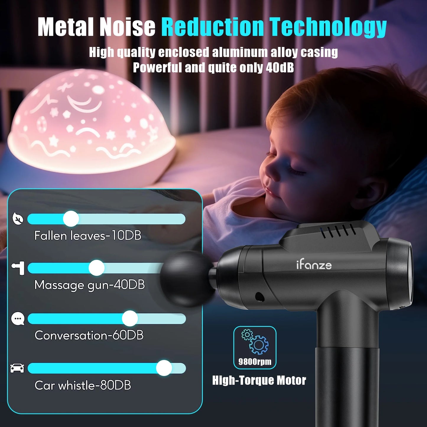 Massage Gun Deep Tissue, 99 Speeds Quiet Handheld Electric Muscle Massager with 8 Replacement Heads for Gym, Sport, Office, and Home, Black